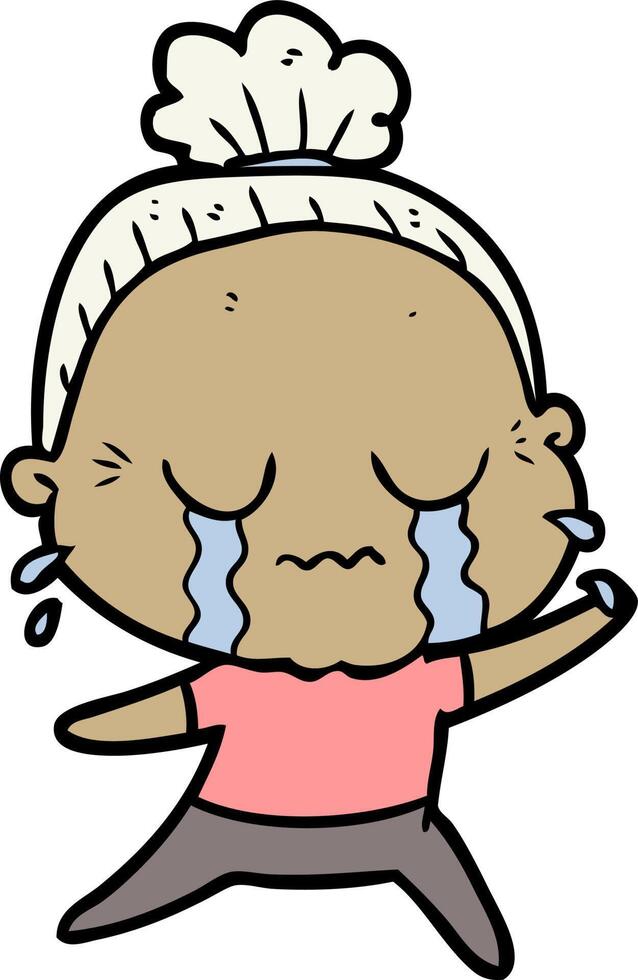 cartoon crying old lady vector