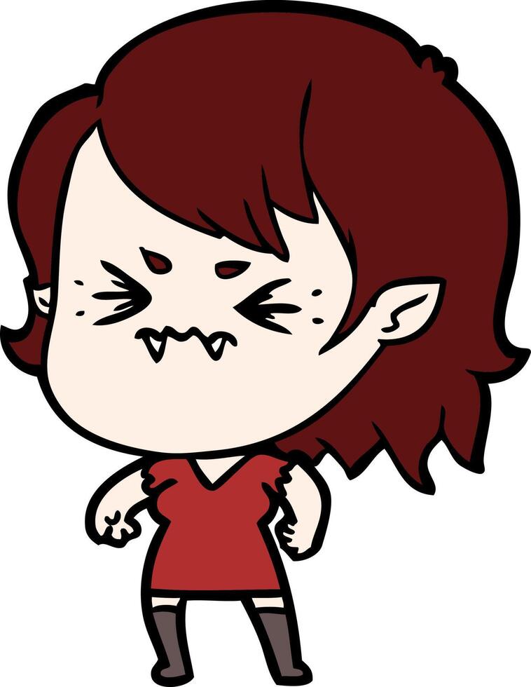 annoyed cartoon vampire girl vector