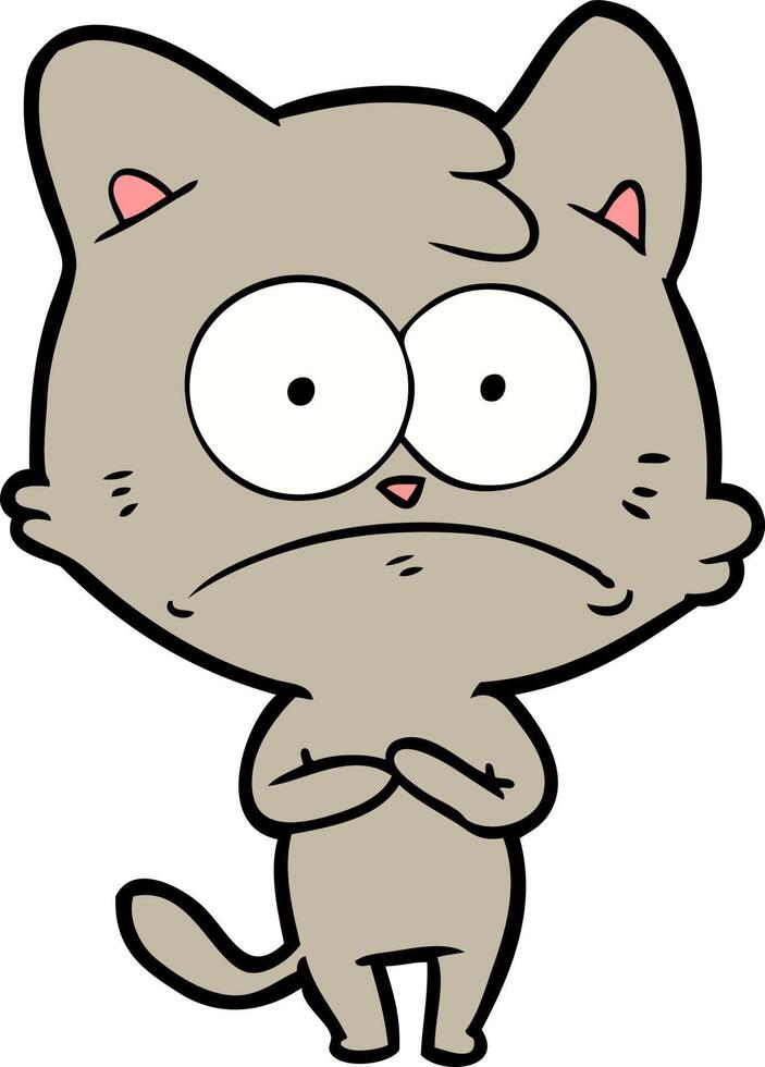 cartoon nervous cat vector