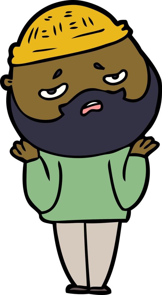 cartoon worried man with beard vector