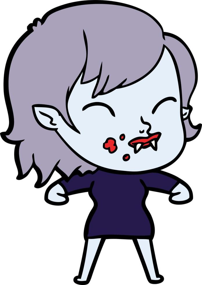 cartoon vampire girl with blood on cheek vector