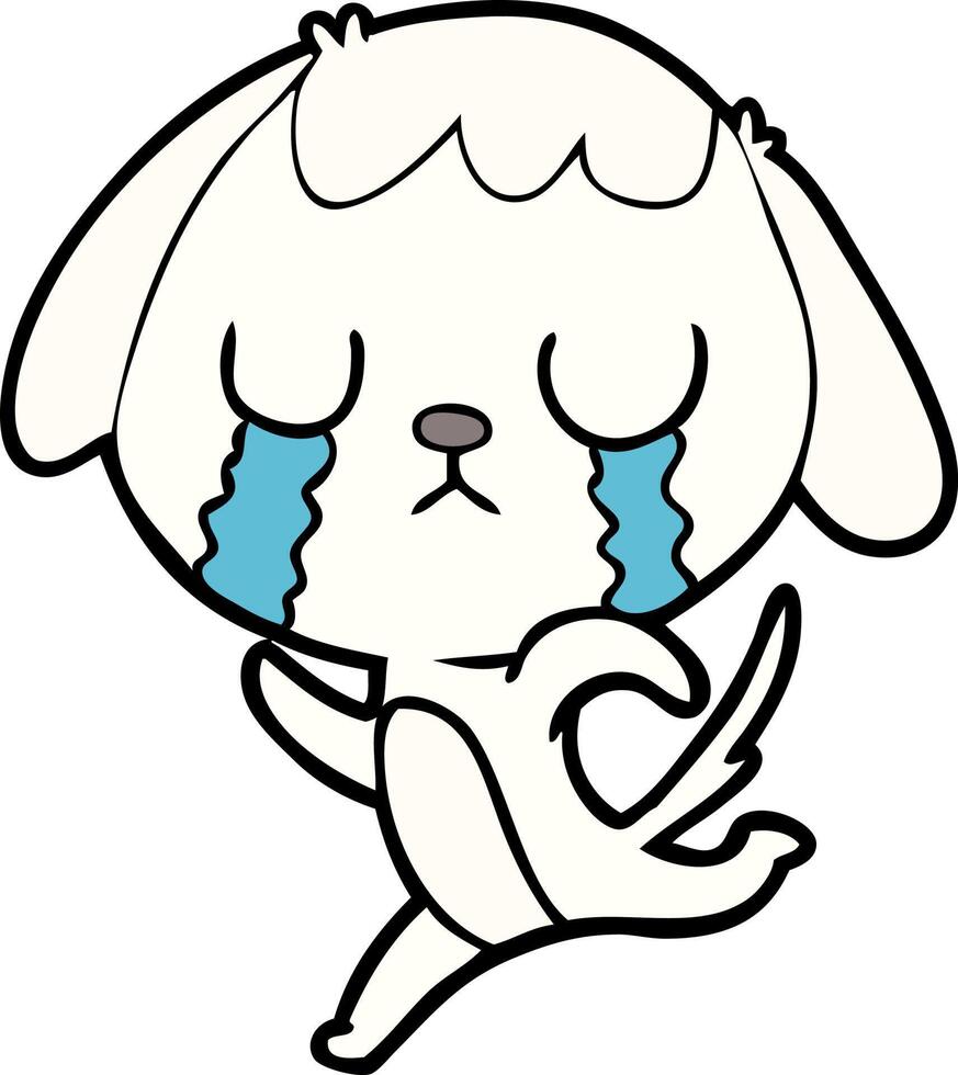 cute cartoon dog crying vector