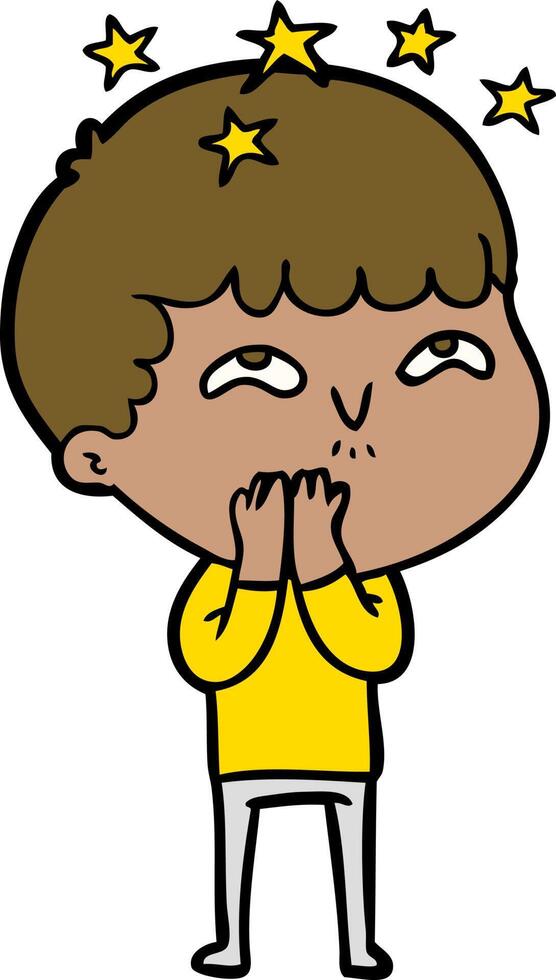 cartoon amazed boy vector