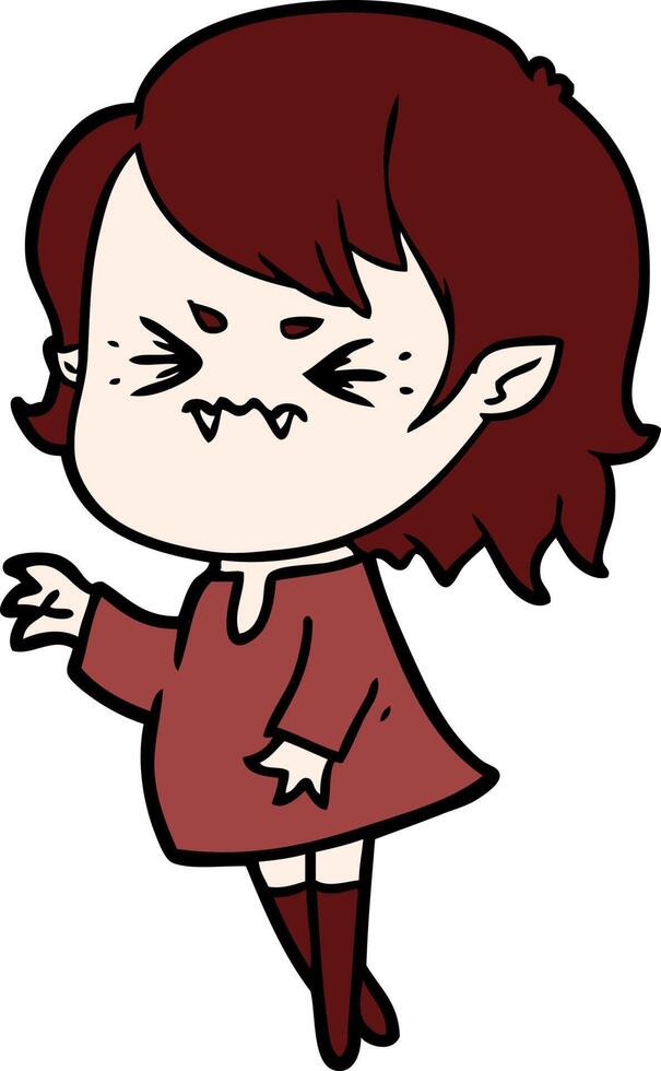 annoyed cartoon vampire girl vector