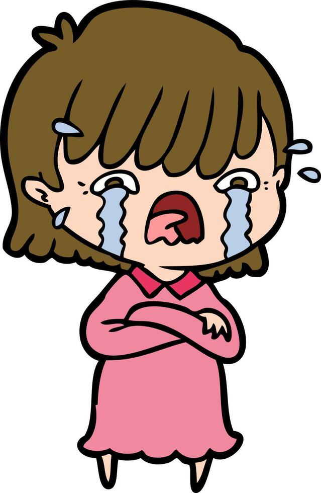 cartoon girl crying vector