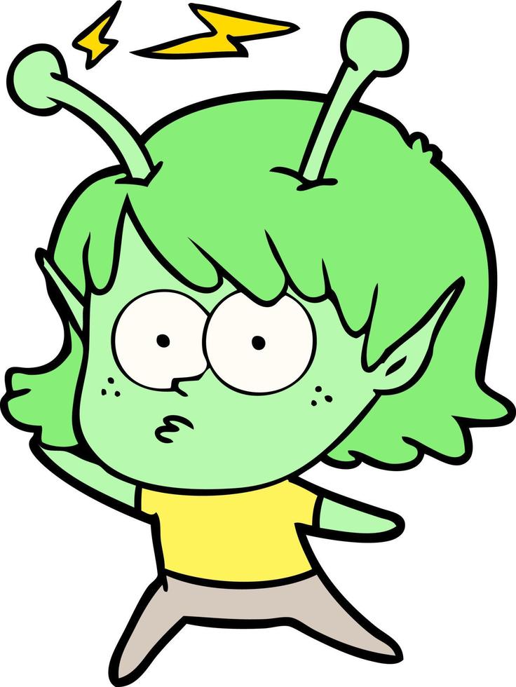 cartoon alien girl vector