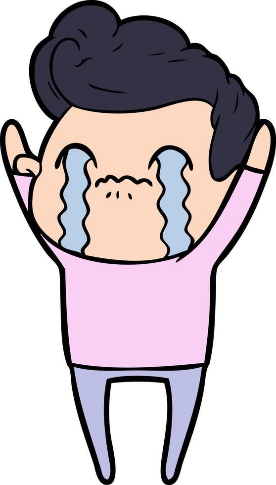 cartoon man crying vector