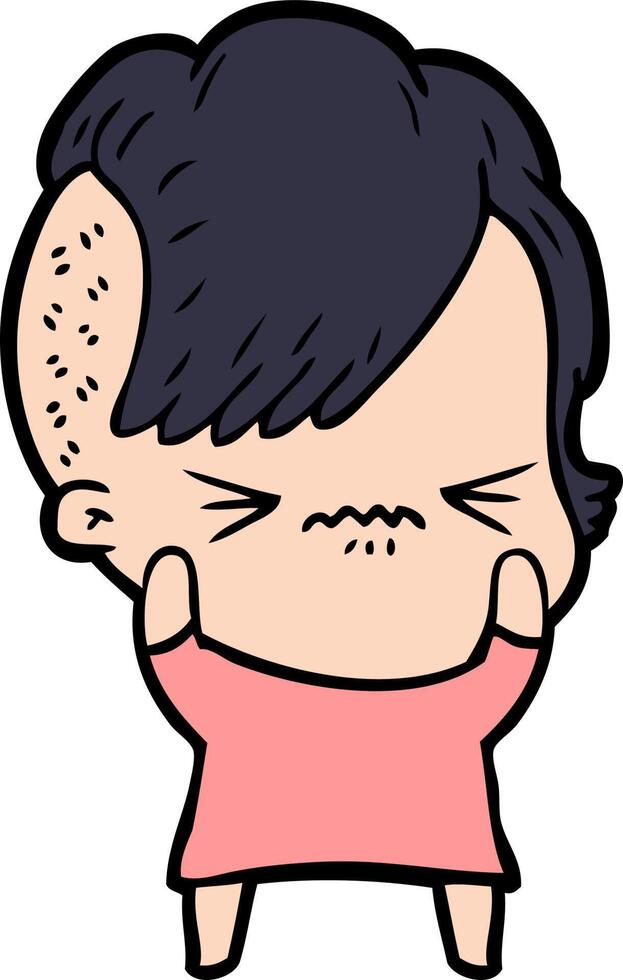 cartoon annoyed hipster girl vector