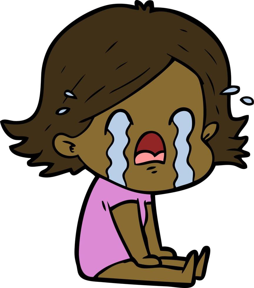 cartoon woman crying vector