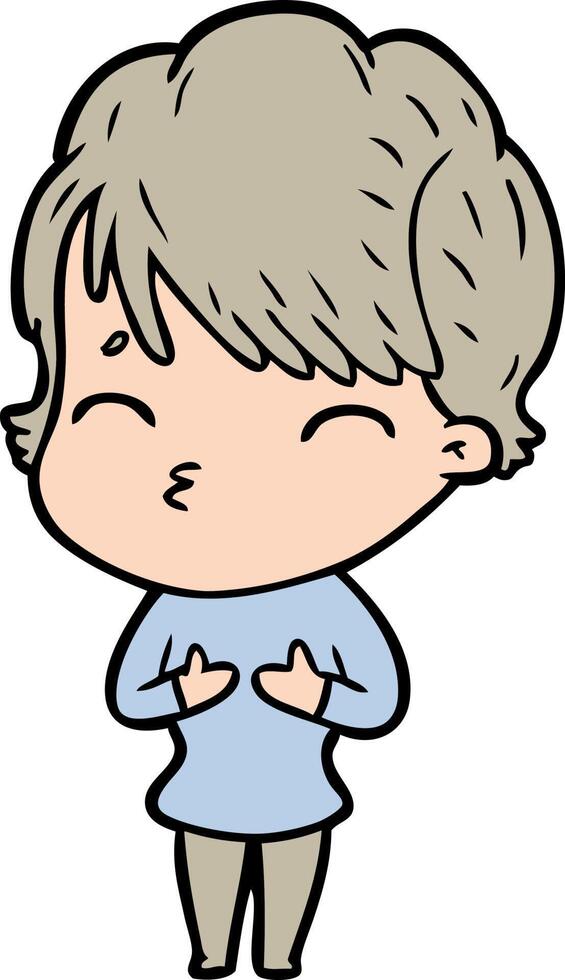 cartoon woman thinking vector