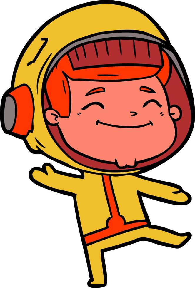 astronauta de dibujos animados feliz vector