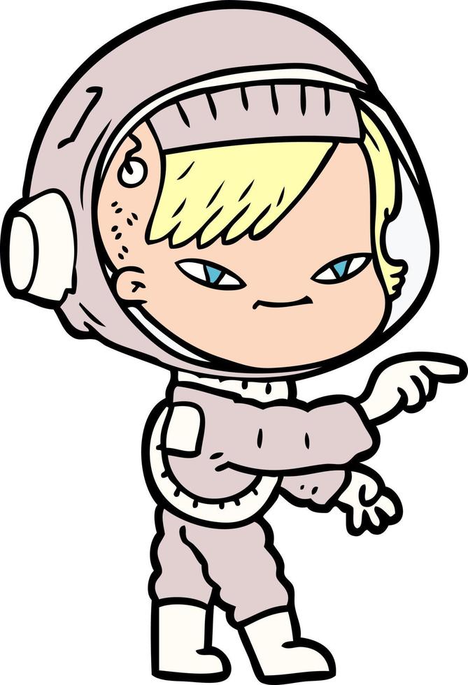 caricatura, astronauta, mujer vector