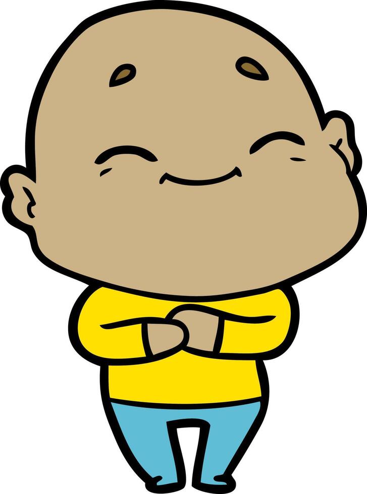 cartoon happy bald man vector