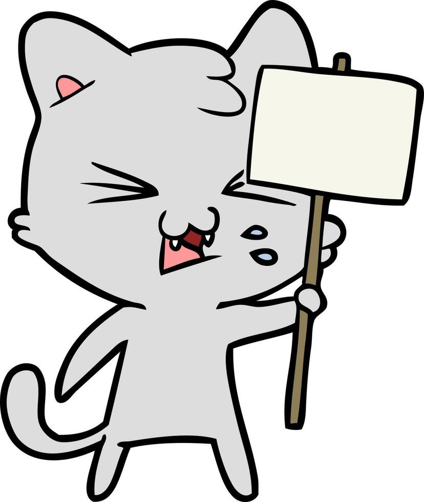 cartoon cat hissing vector