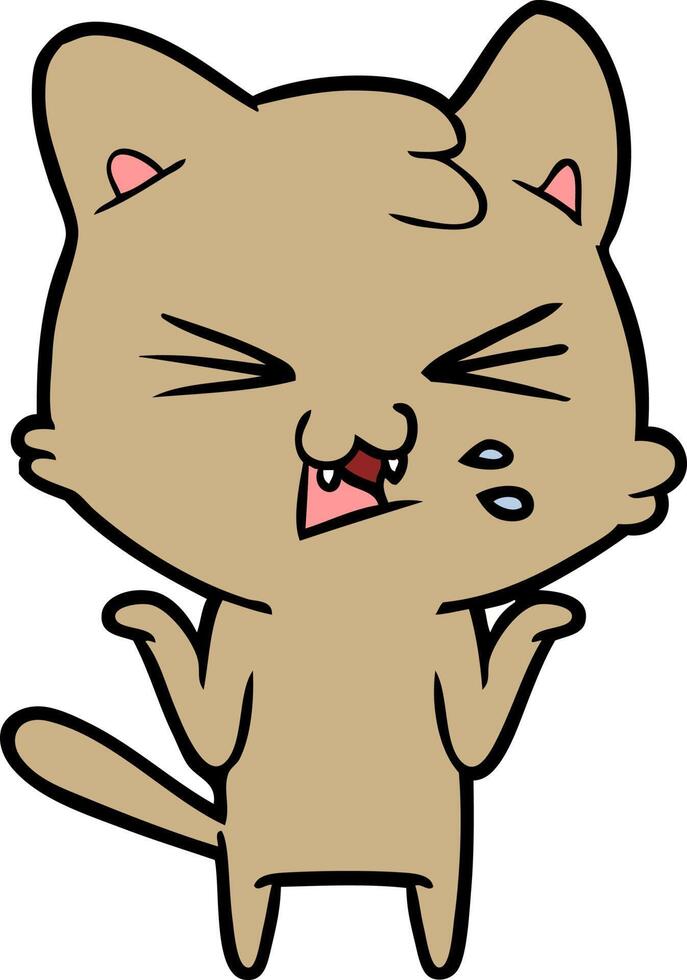 cartoon cat hissing vector