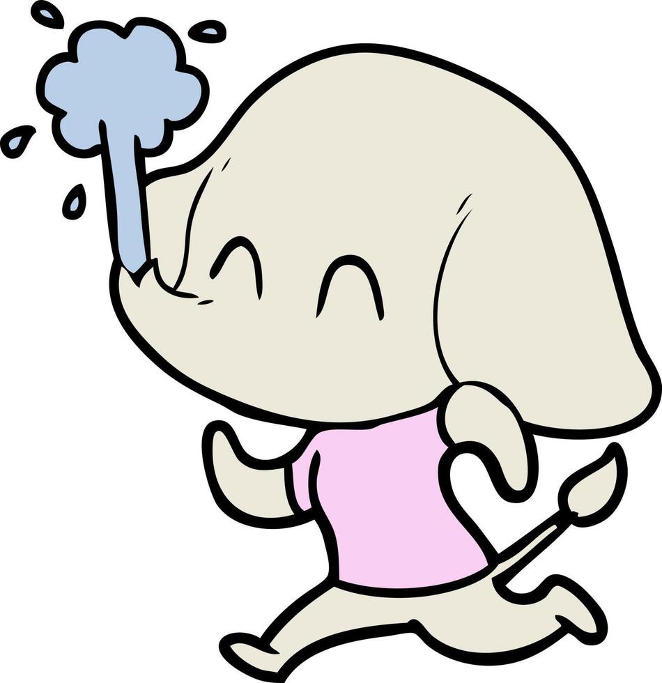 cute cartoon elephant spouting water vector