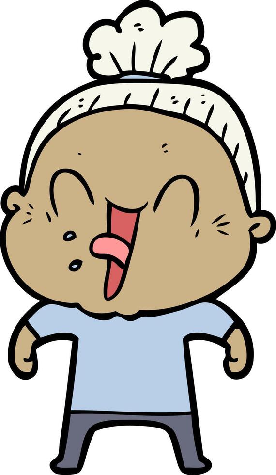 cartoon happy old woman vector