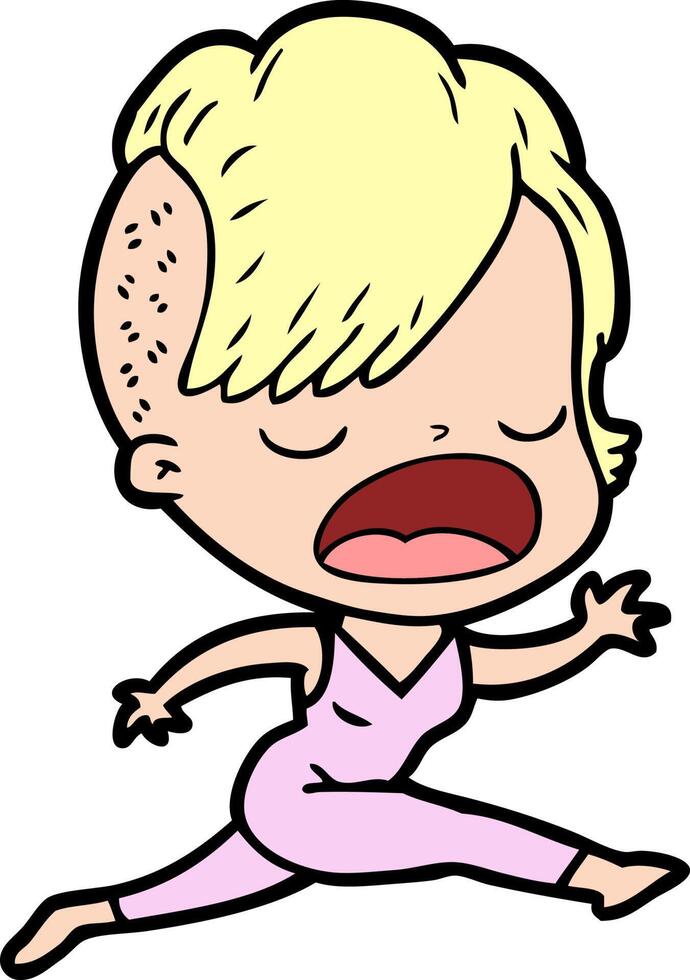 cartoon cool hipster girl talking vector