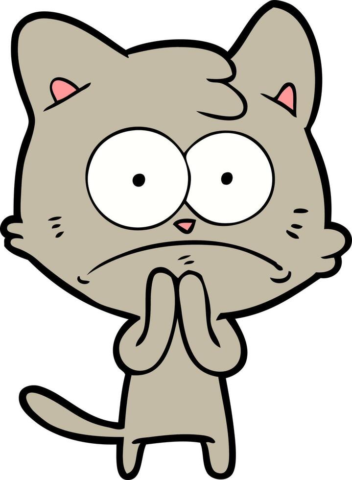 cartoon nervous cat vector