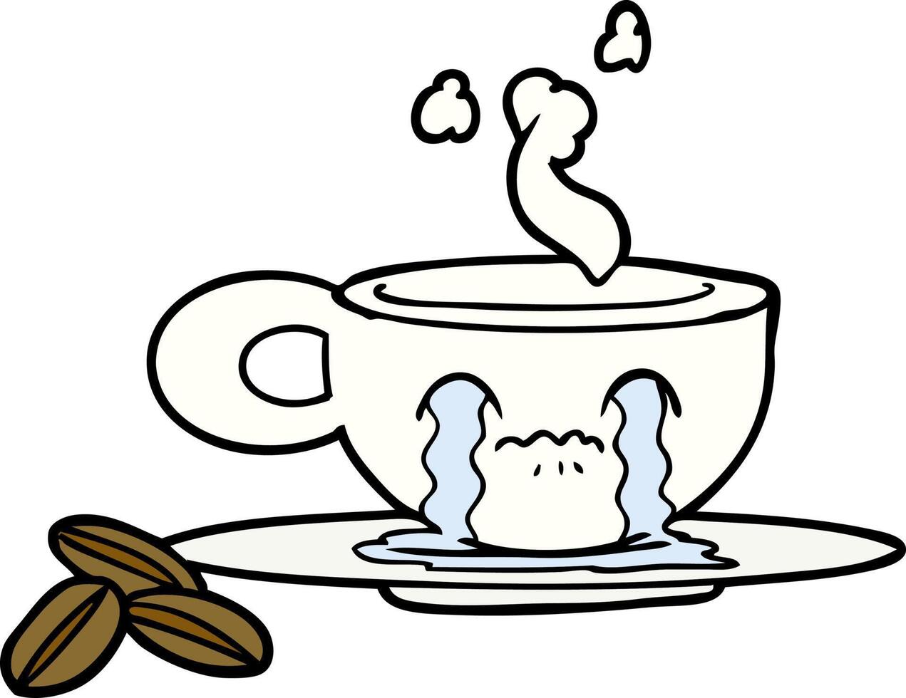 cartoon crying espresso mug vector