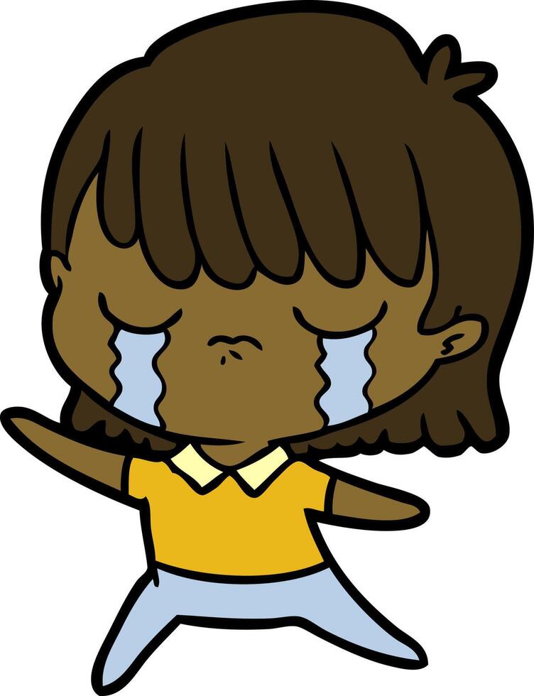 cartoon woman crying vector