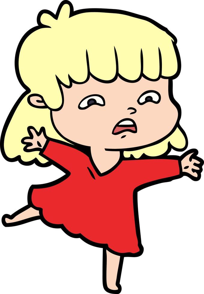 cartoon worried woman vector