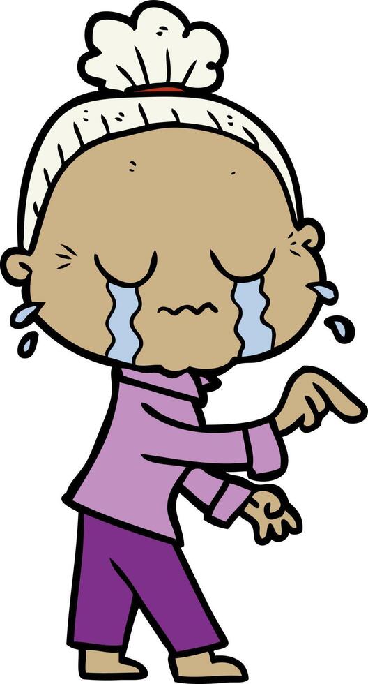 cartoon crying old lady vector