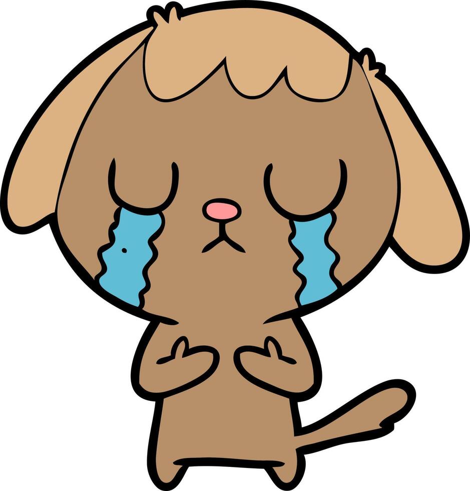 cute cartoon dog crying vector