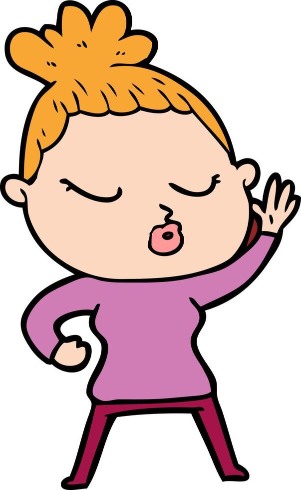 cartoon calm woman vector