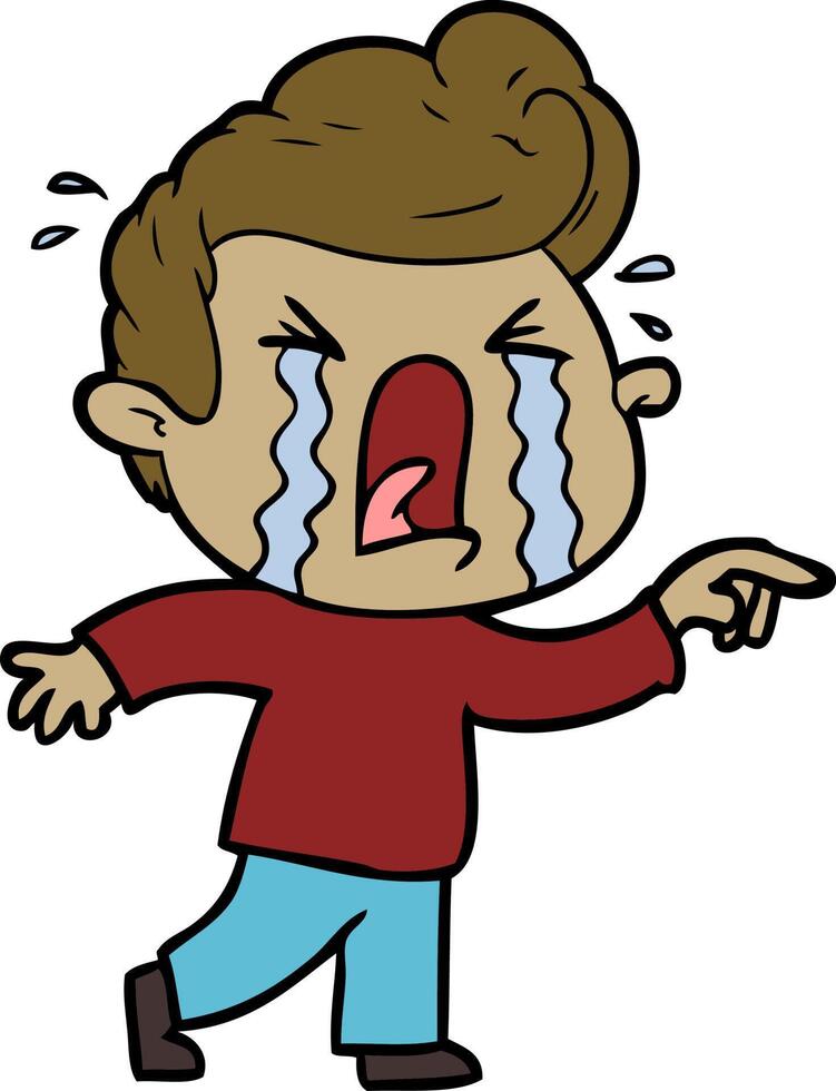 cartoon crying man vector