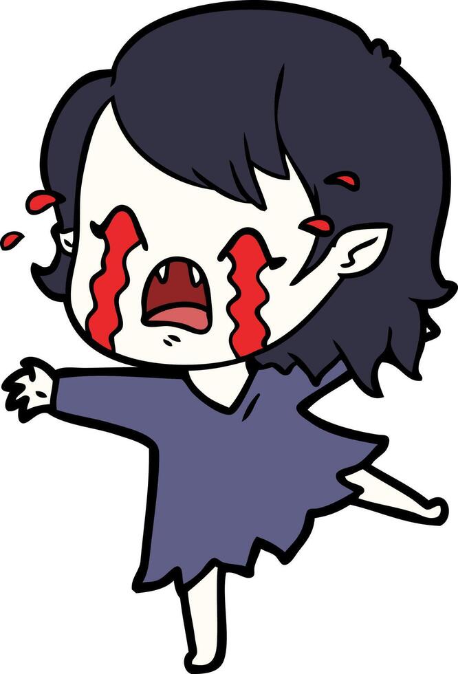 cartoon crying vampire girl vector