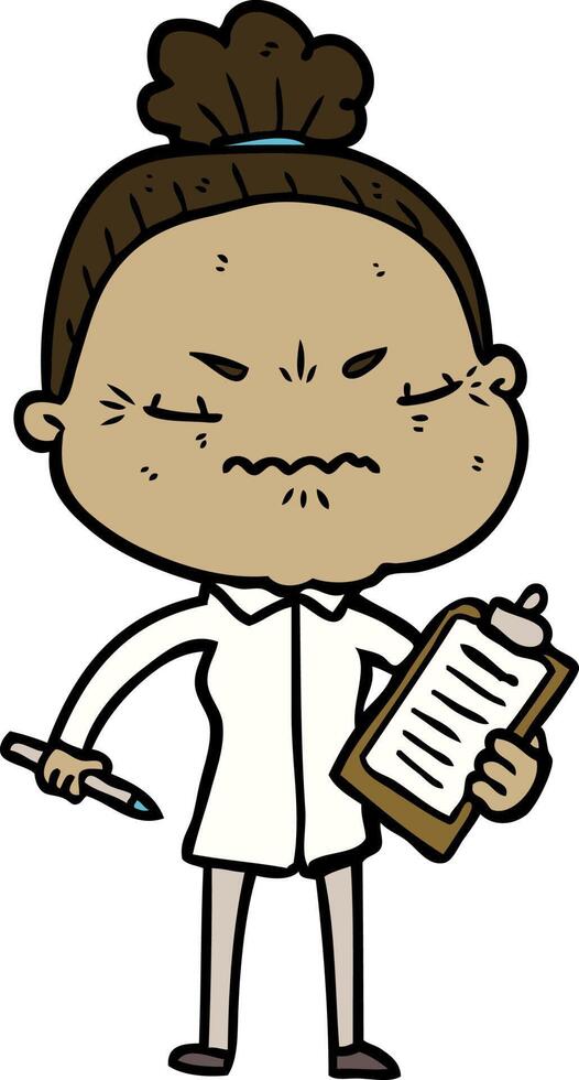 cartoon annoyed old lady vector