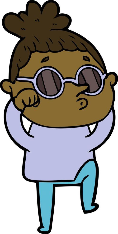 cartoon woman wearing sunglasses vector