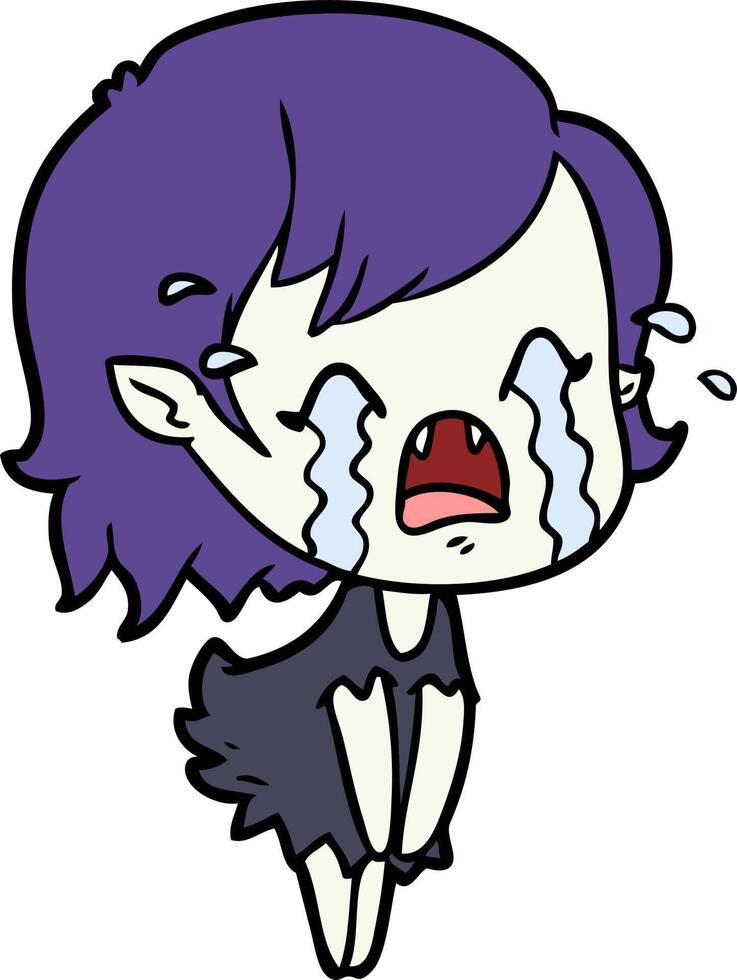 cartoon crying vampire girl vector