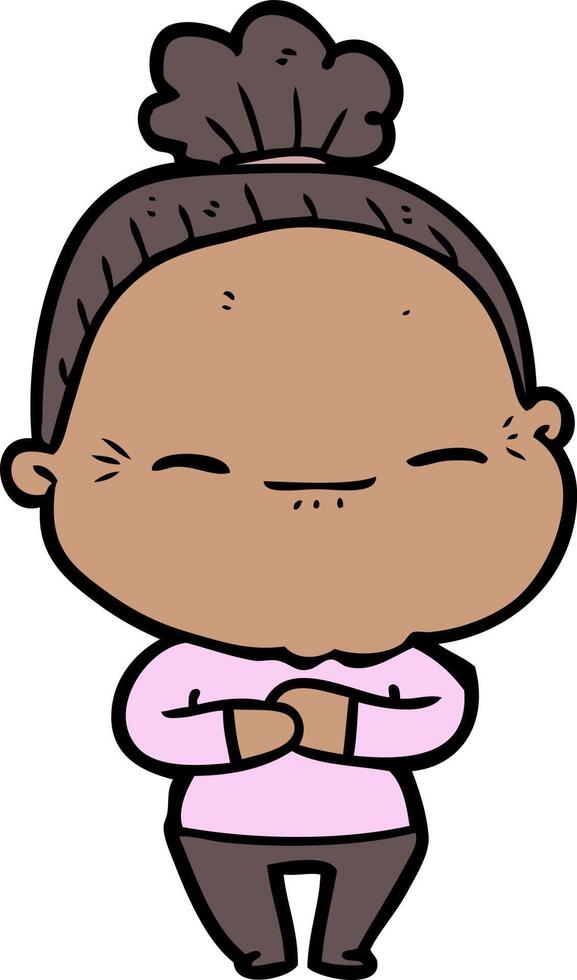 cartoon peaceful old woman vector