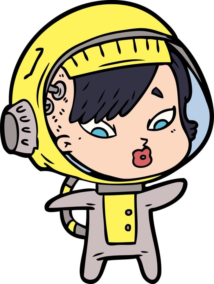 caricatura, astronauta, mujer vector