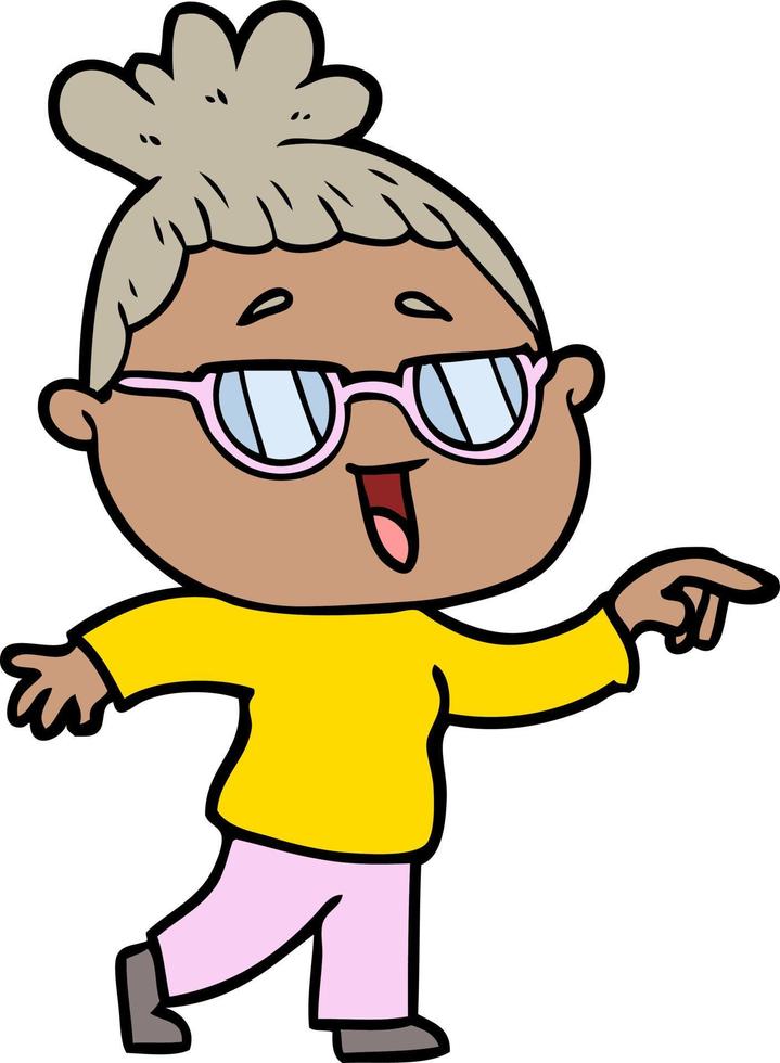 mujer feliz de dibujos animados con gafas vector