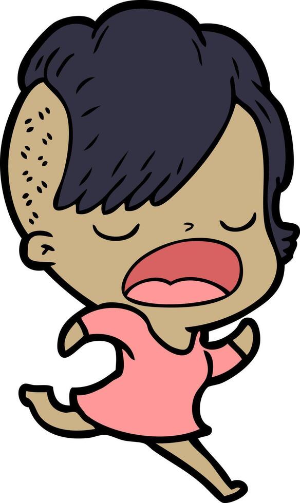 cartoon cool hipster girl talking vector