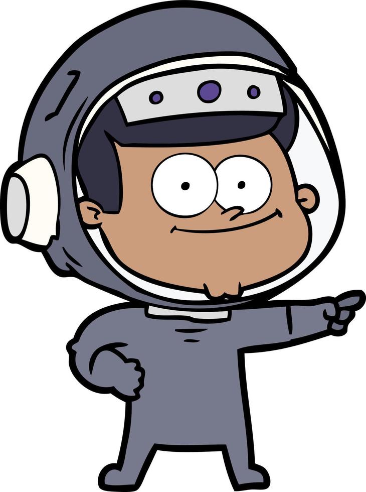 dibujos animados de astronauta feliz vector