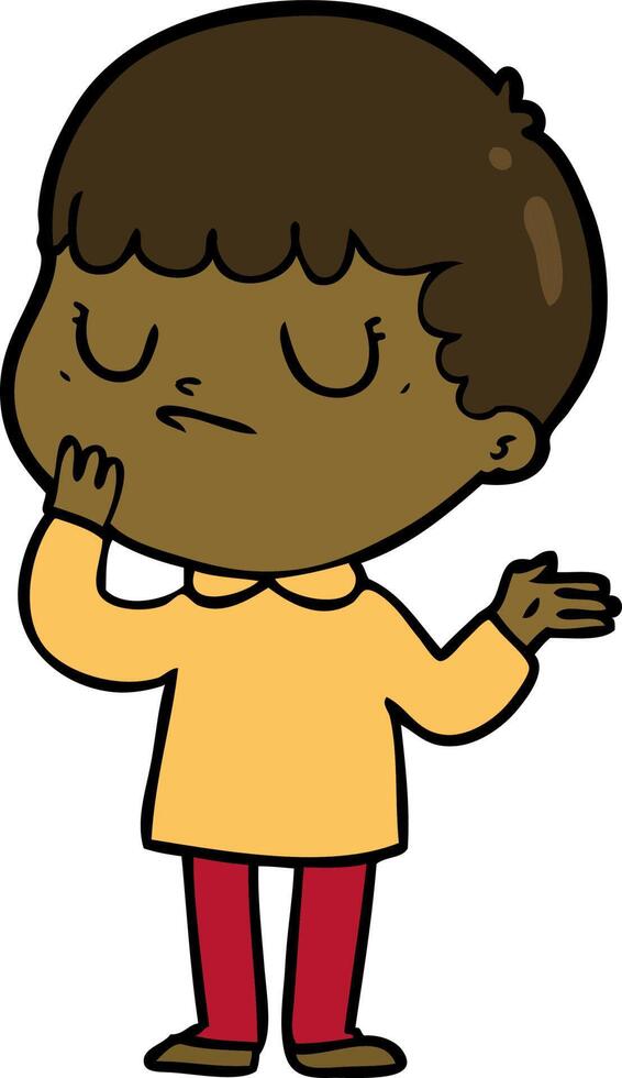 cartoon grumpy boy vector