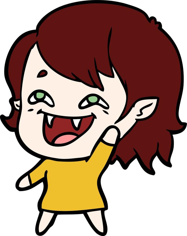 caricatura, reír, vampiro, niña vector