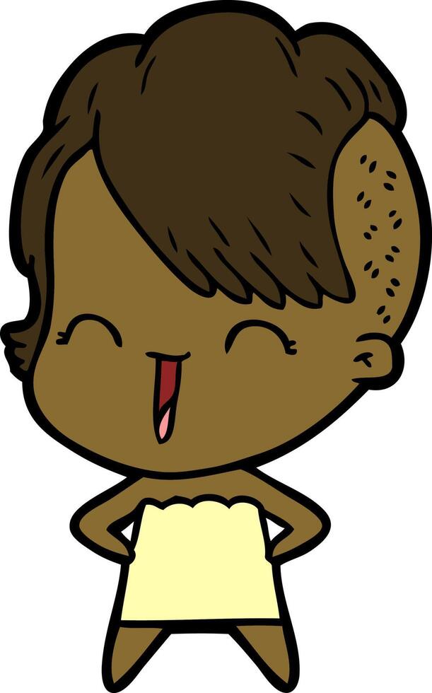 happy cartoon hipster girl vector