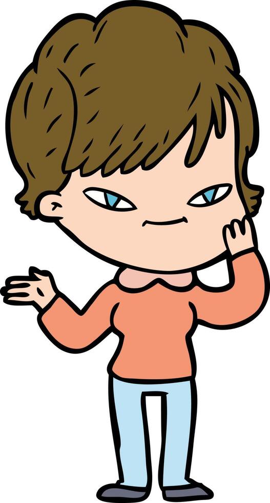 cartoon happy woman vector