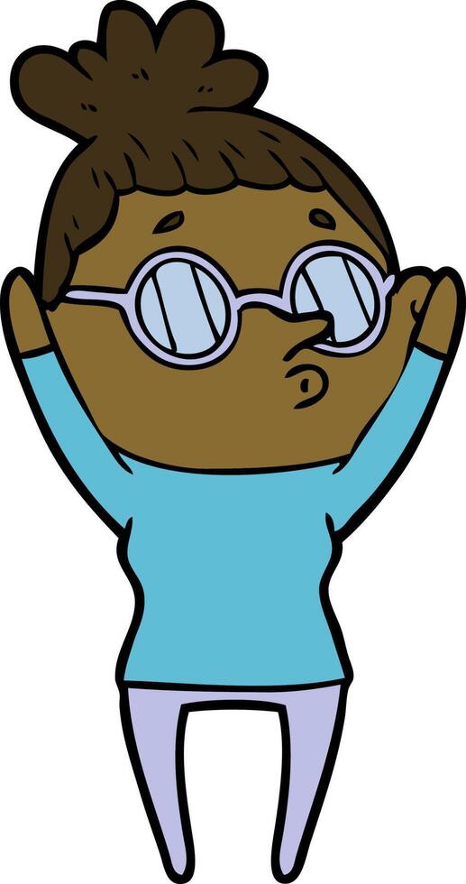 cartoon woman wearing glasses vector