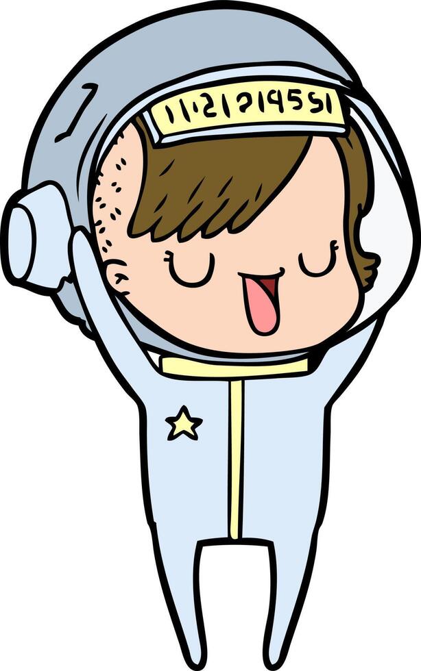 cartoon astronaut woman vector