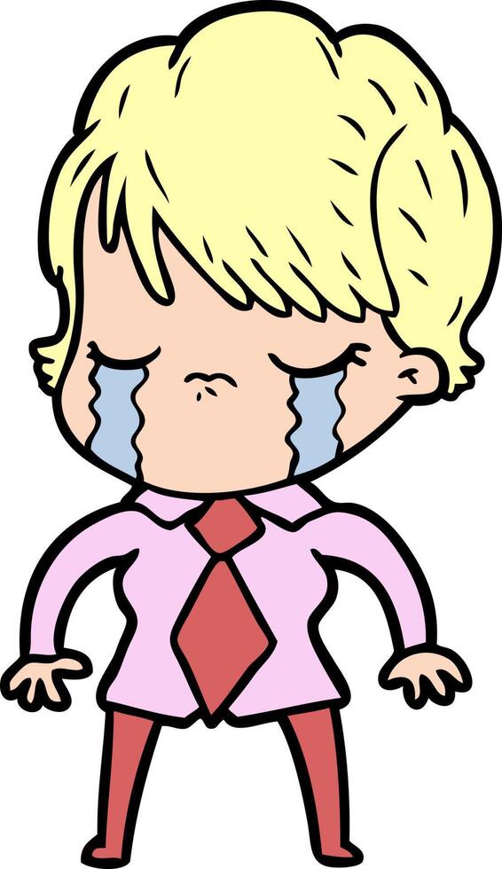 cartoon woman crying vector