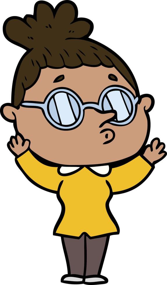 cartoon woman wearing glasses vector