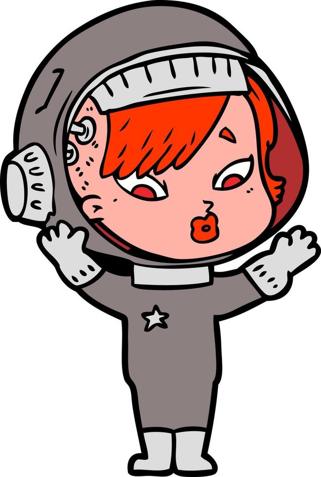 cartoon astronaut woman vector