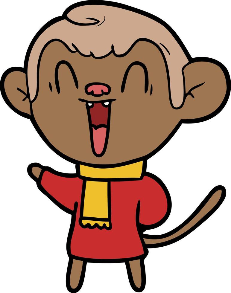 cartoon laughing monkey vector