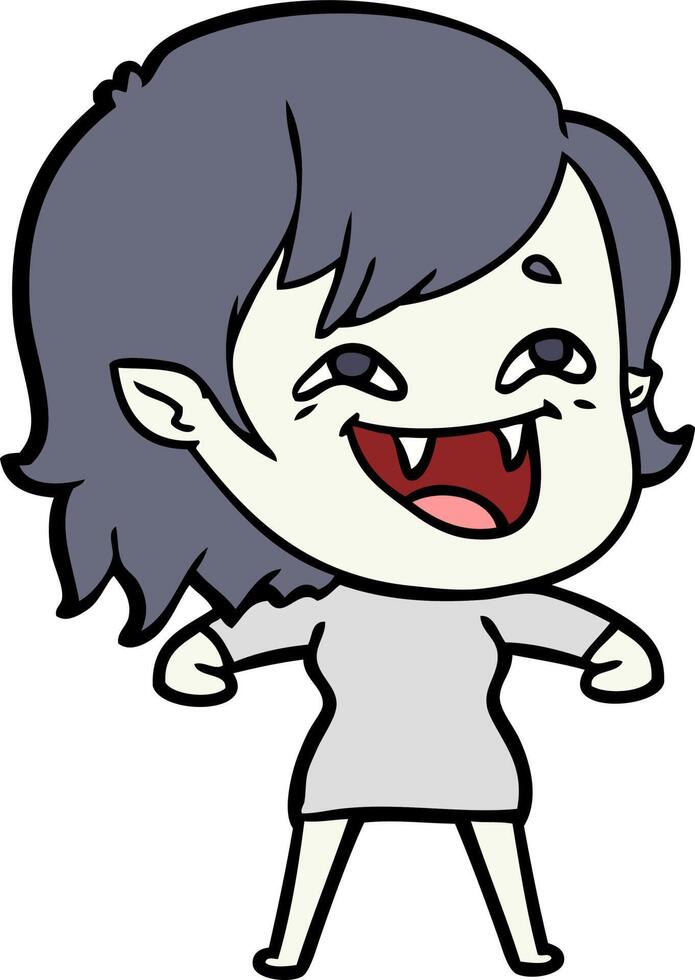 cartoon laughing vampire girl vector